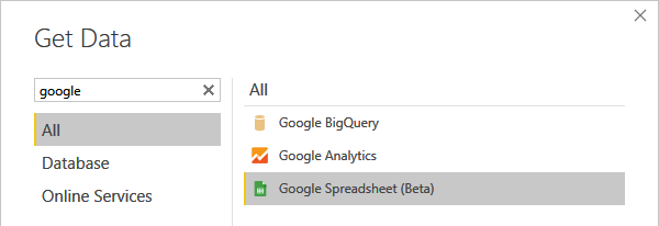 Google Spreadsheets Connector @ Power BI