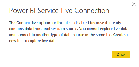 Power BI Service Live Connection Error